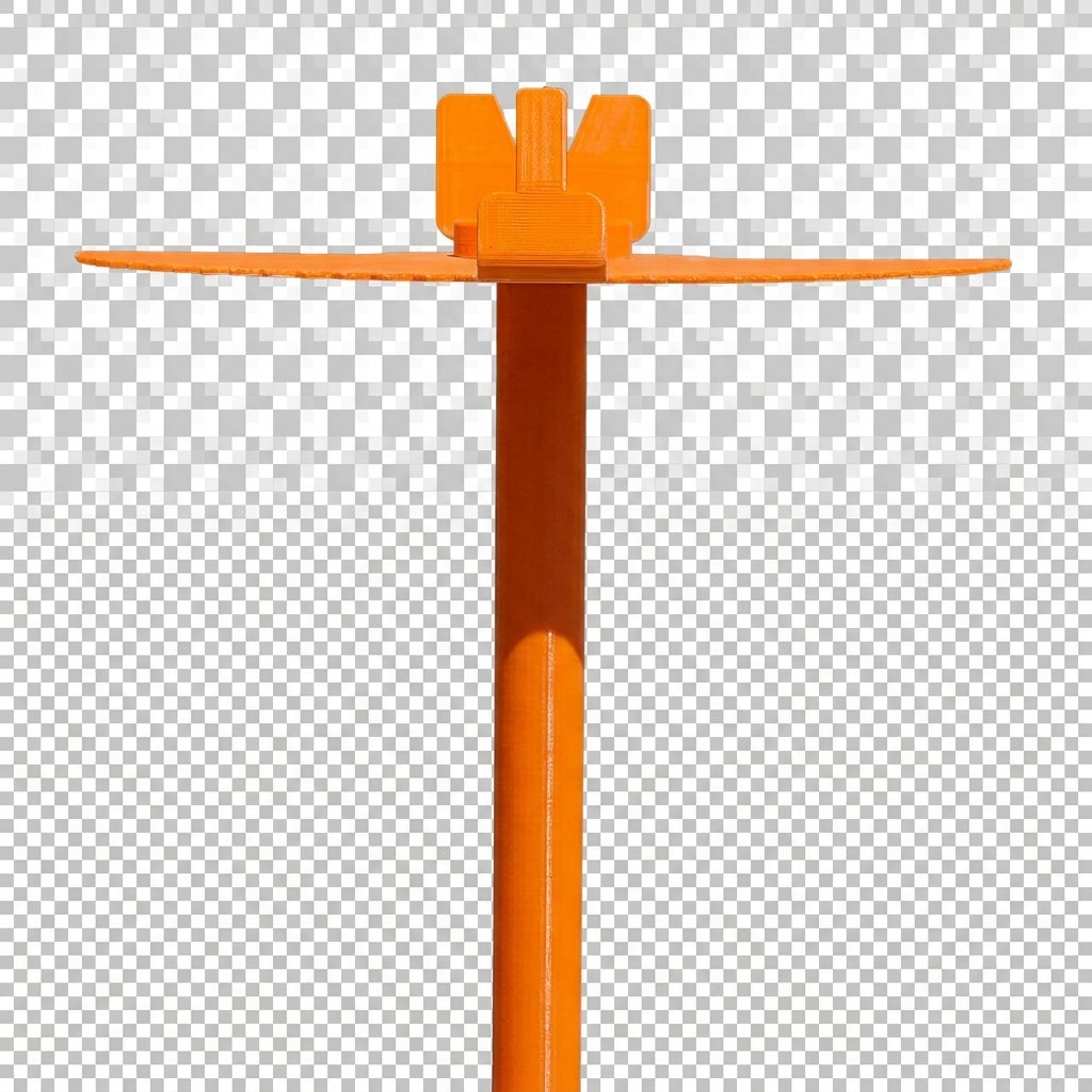Trench Pointer — safety orange 3D-printed excavation guidance system